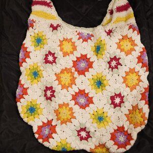Colorful Crochet Tote Purse Hobo Sling Bag